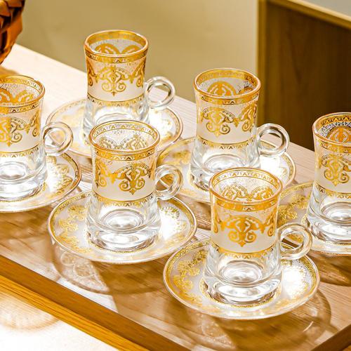 طقم فناجين شاي KN-0424 / S474 - 6 قطع أكواب مع صحون