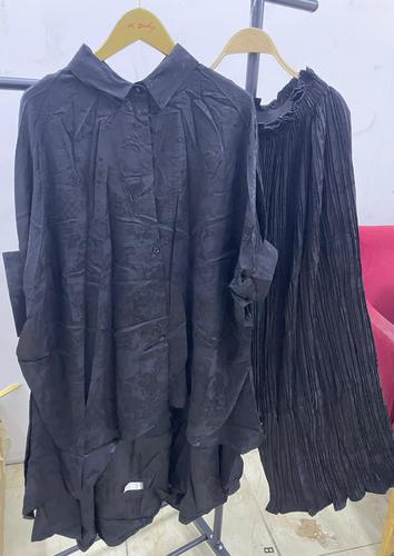 SET WD-0849 / S366 - COLOR: BLACK CARDIGAN + PLEATED PANTS SET FREE SIZE