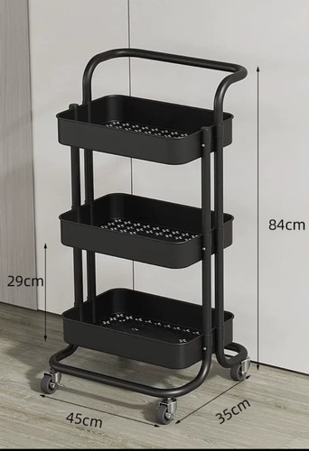 MOVABLE STORAGE RACK HM-0662 / J20 - COLOR: BLACK 3- LAYER STORAGE RACK