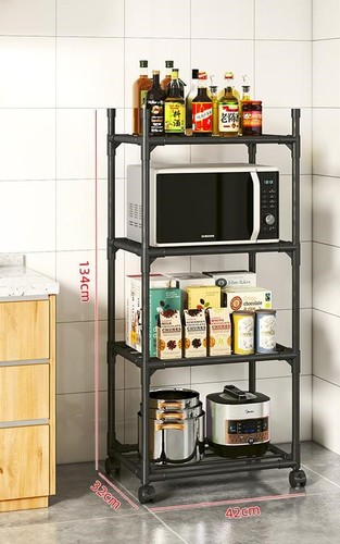 MOVABLE STORAGE RACK KN-0437 / J13 - COLOR: BLACK 4-LAYER RACK