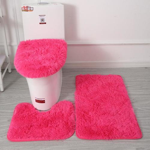 THREE PIECE SET BATHROOM MAT BR-0120 / S432 - COLOR: PINK