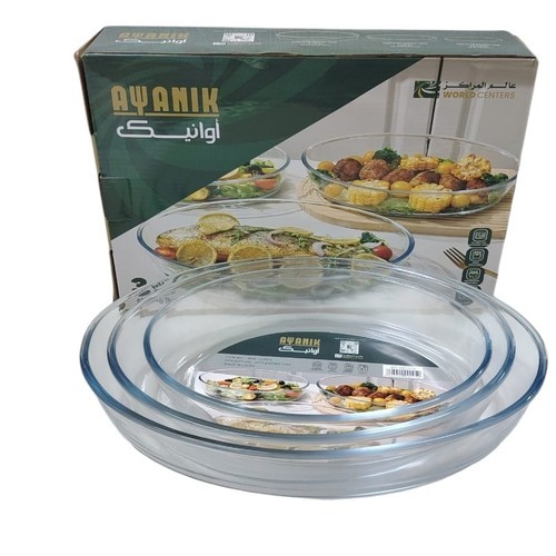 3-PIECE OVAL GLASS BAKEWARE SET(3.0L+2.0L+1.5L) BO670 - 1pc 3L 34.8x24x6.5cm 1pc 2L 30.3x21x6.5cm 1pc 1.5L 25.8x18x6cm