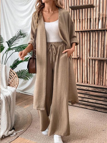 TWO-PIECE WIDE-LEG PANTS AND NEW LOOSE CARDIGANS / S906