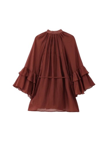 MAROON COLOR PLEATED LONG SLEEVED FOR WOMEN / WD-0147/C05L