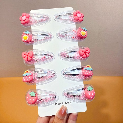 QUICKSAND DESIGN COLORFUL HAIRPIN / BA-0031 - 10 PIECES COLOR PINK STRAWBERRIES