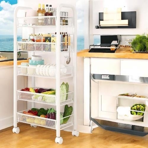 STORAGE RACK / KN-0644 / S315-A - 5 LAYERS KITCHEN STORAGE RACK WHITE COLOR