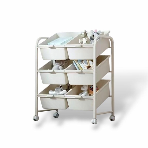 STORAGE RACK / HM-0685 / F223 - White color 3 Layers - Double column 6 storage box