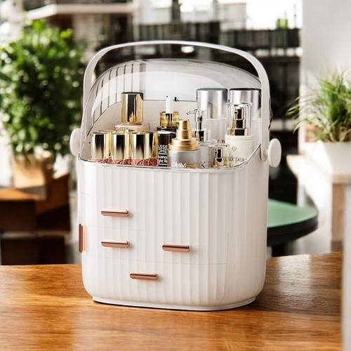 COSMETIC ORGANIZER / MU-0295 / 3833B - COSMETIC ORGANIZER BOX WHITE COLOR