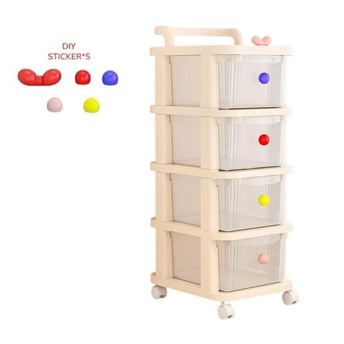 DIY TROLLEY RACK / HM-0697 / S316 - Color Cream 4L STORAGE BOX