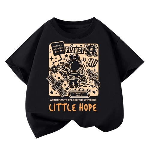 BOY'S COTTON T-SHIRT / BY-0159 / S435 - COLOR BLACK