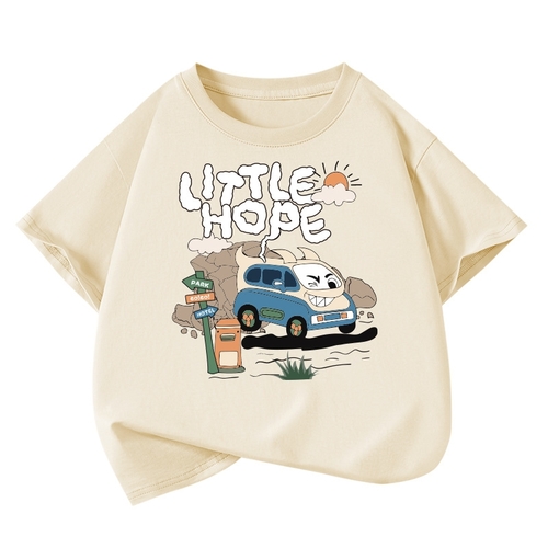 BOY'S COTTON T-SHIRT / BY-0160 / S435 - Color cream