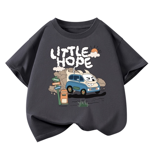 BOY'S COTTON T-SHIRT / BY-0161 / S435 - DARK GRAY