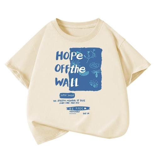 BOY'S COTTON T-SHIRT / BY-0163 / S435 - Cream color