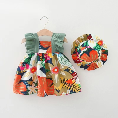 BABY GIRL DRESS / BB-0248 / S400 - Summer dress with hat