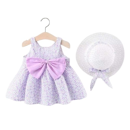 BABY GIRL DRESS / BB-0253 / S400 - Purple dress with hat