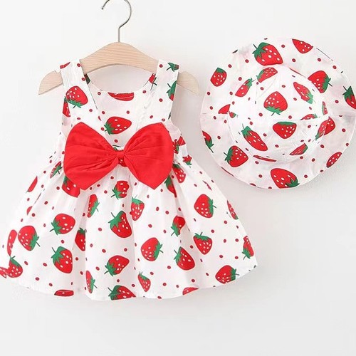 BABY GIRL DRESS / BB-0265 / S400 - Strawberry dress with hat