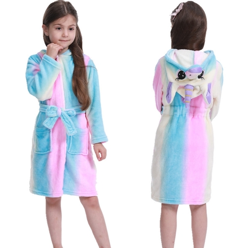 BATHROBE FOR GIRLS / BR-0024 / S551 - COLORFUL LONGSLEEVE BATHROBE FOR GIRLS