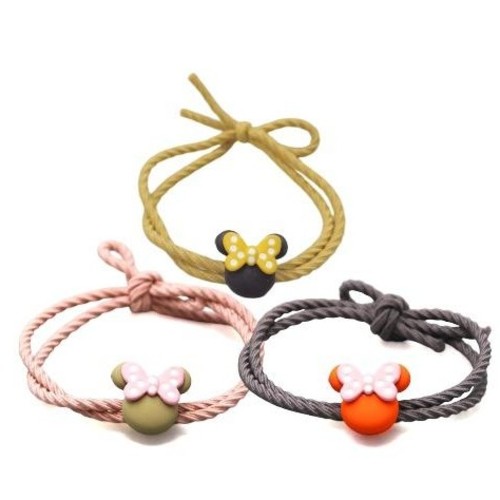 3PCS ELASTIC HAIR ROPE FOR GIRLS / BA-0260 / S589 - yellow/gray/pink