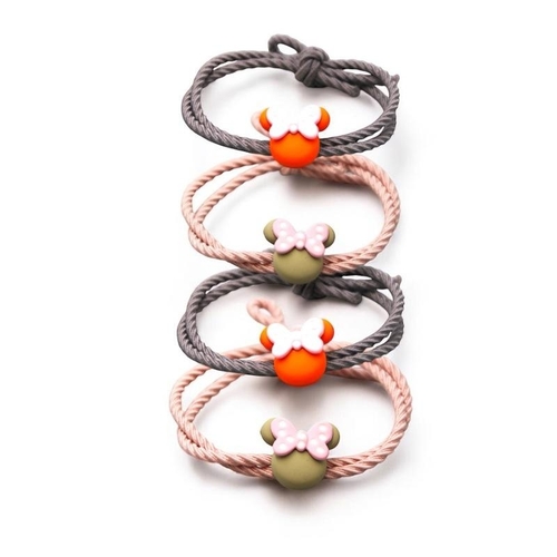 4PCS ELASTIC HAIR ROPE FOR GIRLS / BA-0261 / S589 - 2pcspink 2pcs gray