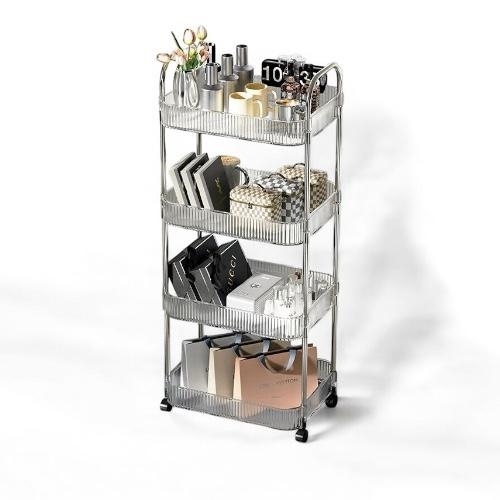 4 LAYER TRANSPARENT STORAGE RACK / HM-0706 / K57-C - Movable Storage rack