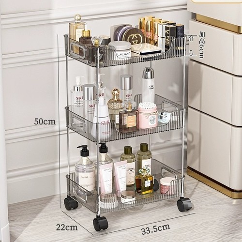 3 LAYER TRANSPARENT STORAGE RACK / HM-0710 / Z606 - Movable rack Transparent gray color