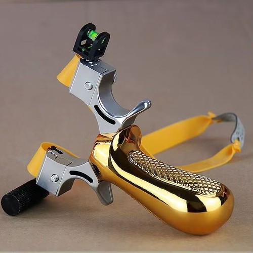 SLINGSHOT / S698 - Hunting resin slingshot with laser. Color:Gold For ages 13yrs old above
