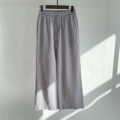 WOMEN'S WIDE LEG PANTS / WD-0875 / C07 - Gray color