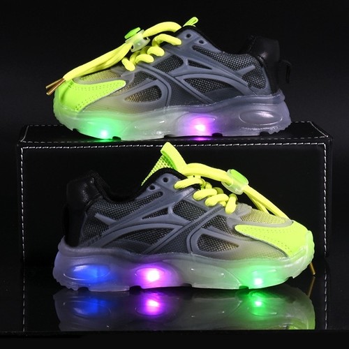 BOY'S LED LIGHT SHOES / BY-0185/K77 - Color:green Size:34