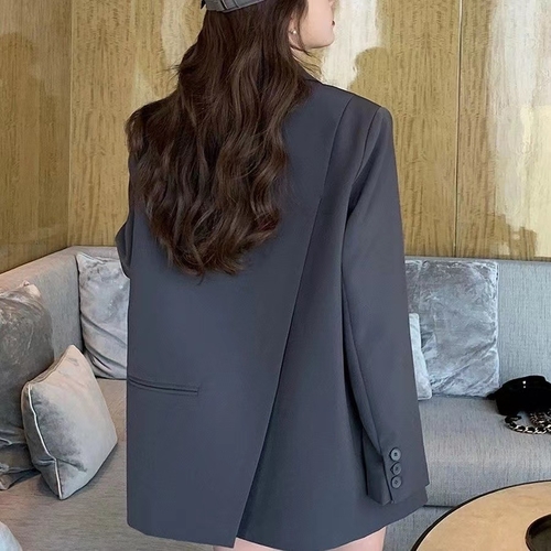 WOMEN’S  LOOSE COAT / U104 - Back slit design Color gray