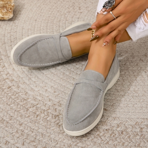 WOMEN'S FLAT SHOES / GRAY U108 - Casual womens loafer shoes Color gray