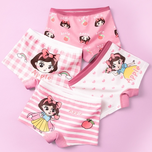 4-PIECE GIRL'S UNDERWEAR / GL-0369/K139 - Girl's cotton hipster boyleg shorts 4IN1 PACK-Assorted print
