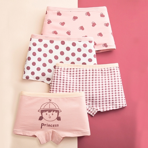4-PIECE GIRL'S UNDERWEAR / GL-0370/K139 - Girl's cotton hipster boyleg shorts 4IN1 PACK-ASSORTED PRINT