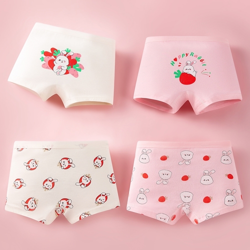 4-PIECE GIRL'S UNDERWEAR / GL-0371/K139 - Girl's cotton hipster boyleg shorts 4IN1 PACK-ASSORTED PRINT