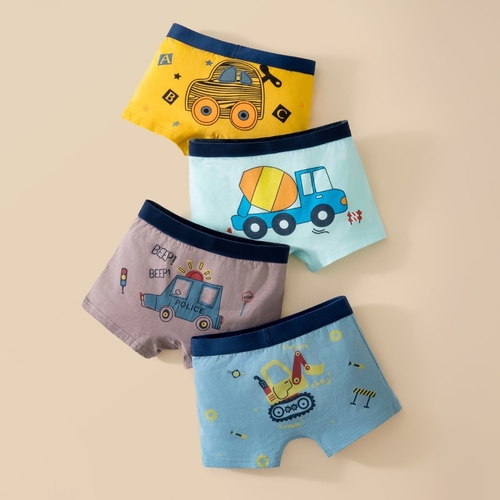 BOY'S UNDERWEAR / BY-0188/K139 - Boyleg shorts 4IN1 PACK-ASSORTED