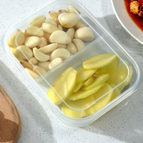 TWO-COMPARTMENT FOOD STORAGE CONTAINER 16.5*12.5*3.3CM / U154 - White Transparent