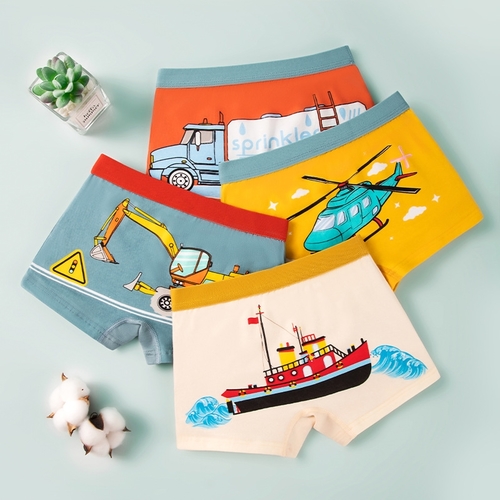 BOY'S UNDERWEAR / BY-0198/K139 - Boyleg shorts 4IN1 PACK-ASSORTED PRINT