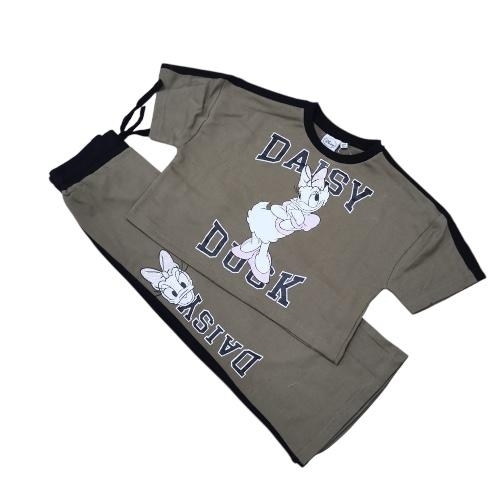 GIRL'S DAISY DUCK T-SHIRT AND PANTS / GL-0380/JJ07 - Crop top tshirt and wide-leg pants Color brown