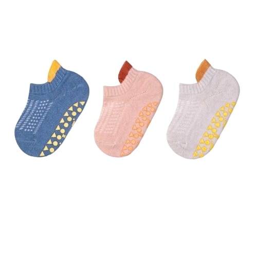 BABY NON-SLIP GRIP SOCKS / BB-0271/S503A - Suitable for 6month until 18month 3 PAIRS IN 1 PACK-ASSORTED COLOR