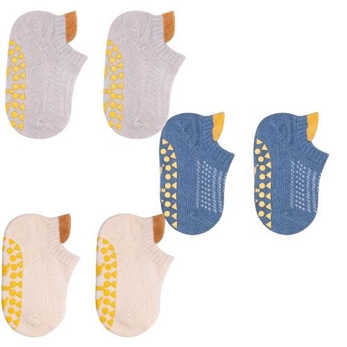 BABY NON-SLIP GRIP SOCKS / BB-0273/S503C - Suitable for 6month to 18month 3 PAIRS IN 1 PACK-ASSORTED COLOR