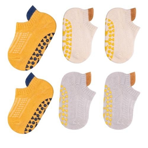 BABY NON-SLIP GRIP SOCKS / BB-0274/S503D - Suitable for 6month until 18month 3 PAIRS IN 1 PACK-ASSORTED COLOR