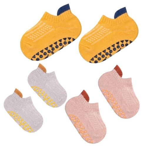 BABY NON-SLIP GRIP SOCKS / BB-0275/S503E - Suitable for 6month until 18month 3 PAIRS IN 1 PACK-ASSORTED COLOR