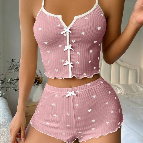 CAMISOLE AND SHORT / WD-1012/K142 - Color pink