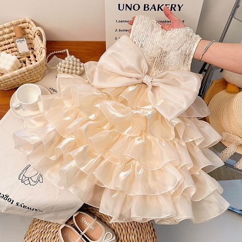 GIRL'S PRINCESS DRESS / U239/S815 - Elegant dress for girls Color cream
