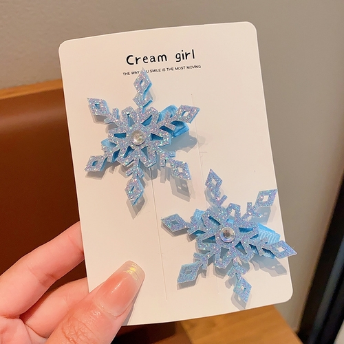 2 PIECE SNOWFLAKE HAIRCLIP / U221A - Snowflake pattern hairpin