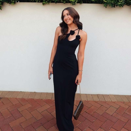 ONE SHOULDER MAXI DRESS / U381 - Long dress Color black