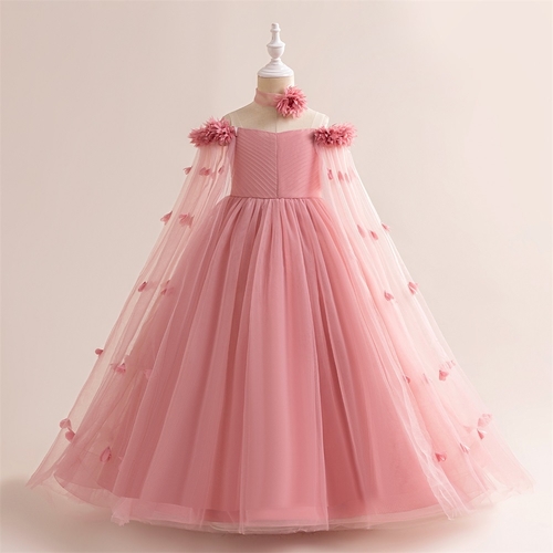 GIRL'S ELEGANT DRESS / PINK U359 - Flower girl wedding dress/costume party dress Color pink