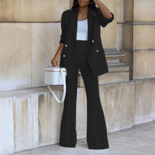 BLACK WOMEN'S SUIT / U437 - Blazer and flared pants