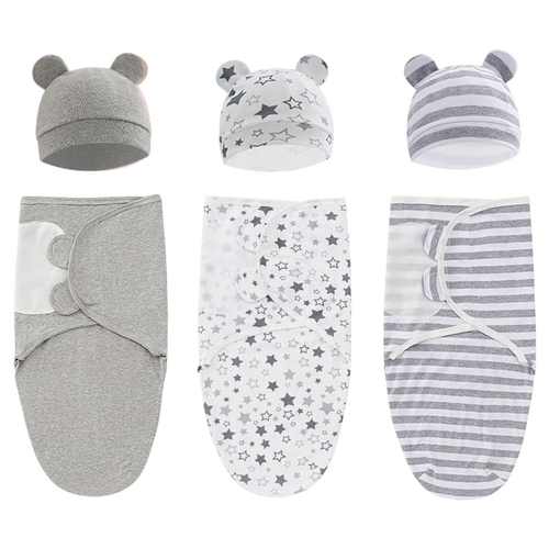 6-PIECE NEWBORN BABY SWADDLE AND SLEEP SACK SET / U454A - SLEEPWEAR FOR NEWBORN BABY Age:0-3months
