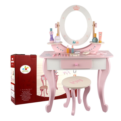 PINK MAKEUP DRESSING TABLE / U102 - WOODEN PINK SILMUATION DRESSING TABLE EDUCATIONAL PRETEND PLAY GIFT TOYS