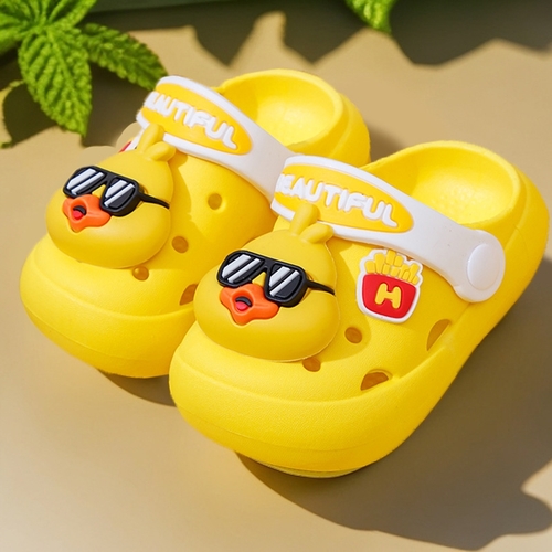 CHILDREN'S 3D ANIMAL CLOGS - YELLOW DUCK WEARING SUNGLASSES GLASS K76 - 3d animal children's clogs